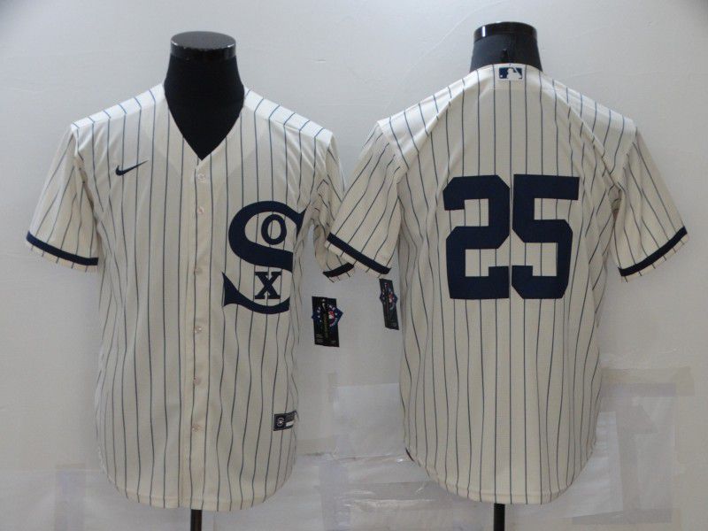 Men Chicago White Sox #25 No Name Cream stripe Dream version Game Nike 2021 MLB Jersey->chicago white sox->MLB Jersey